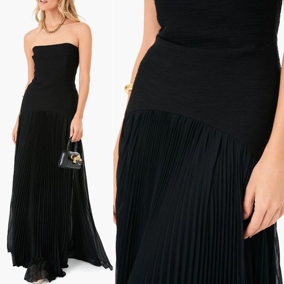 Alexis Sunniva Pleated Strapless Black Maxi Dress Gown - Picture 13 of 13